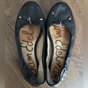 Sam Edelman Felicia Black Leather Ballet Flats with Bow